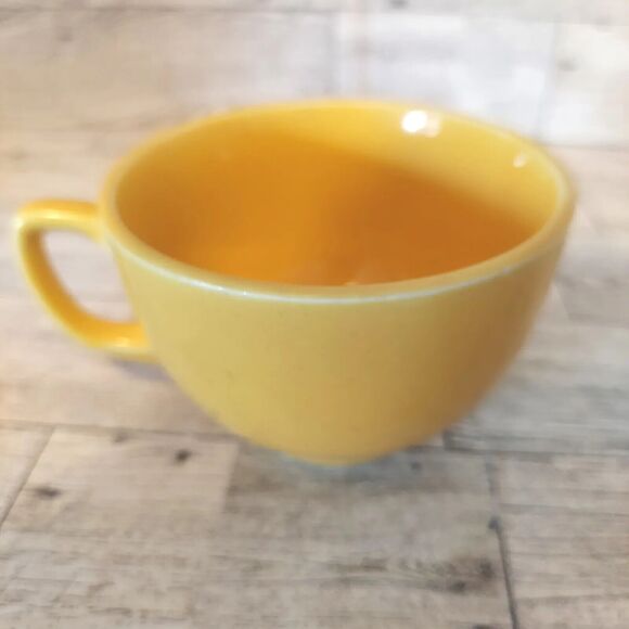 Homer Laughlin Teacup & Saucers CARNIVAL Dishes Lot Of 4 Yellow Cobalt Green - Picture 8 of 16